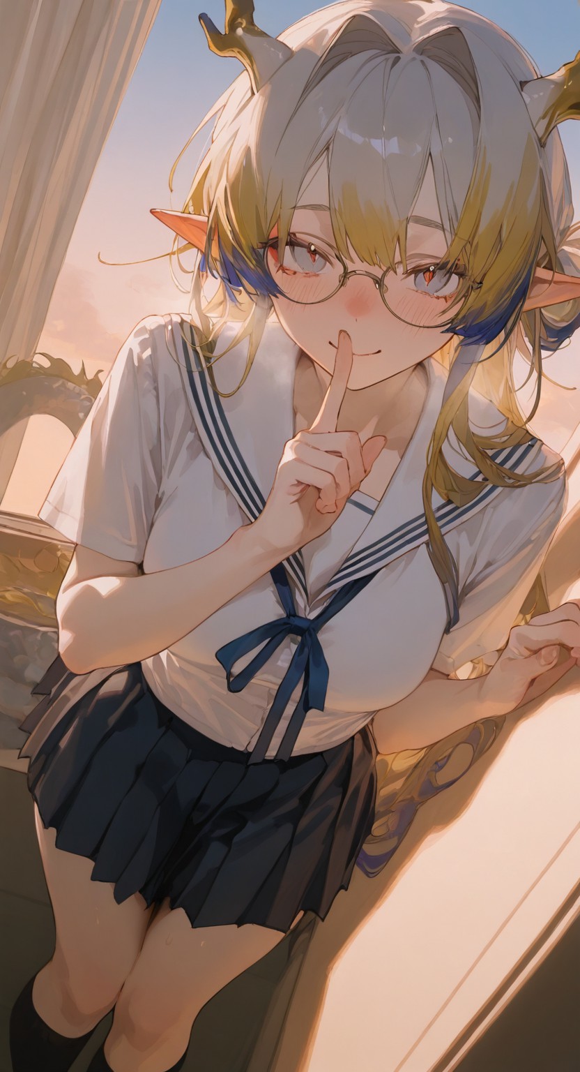 黄昏窗台的龙角精灵JK，邀你守住小秘密