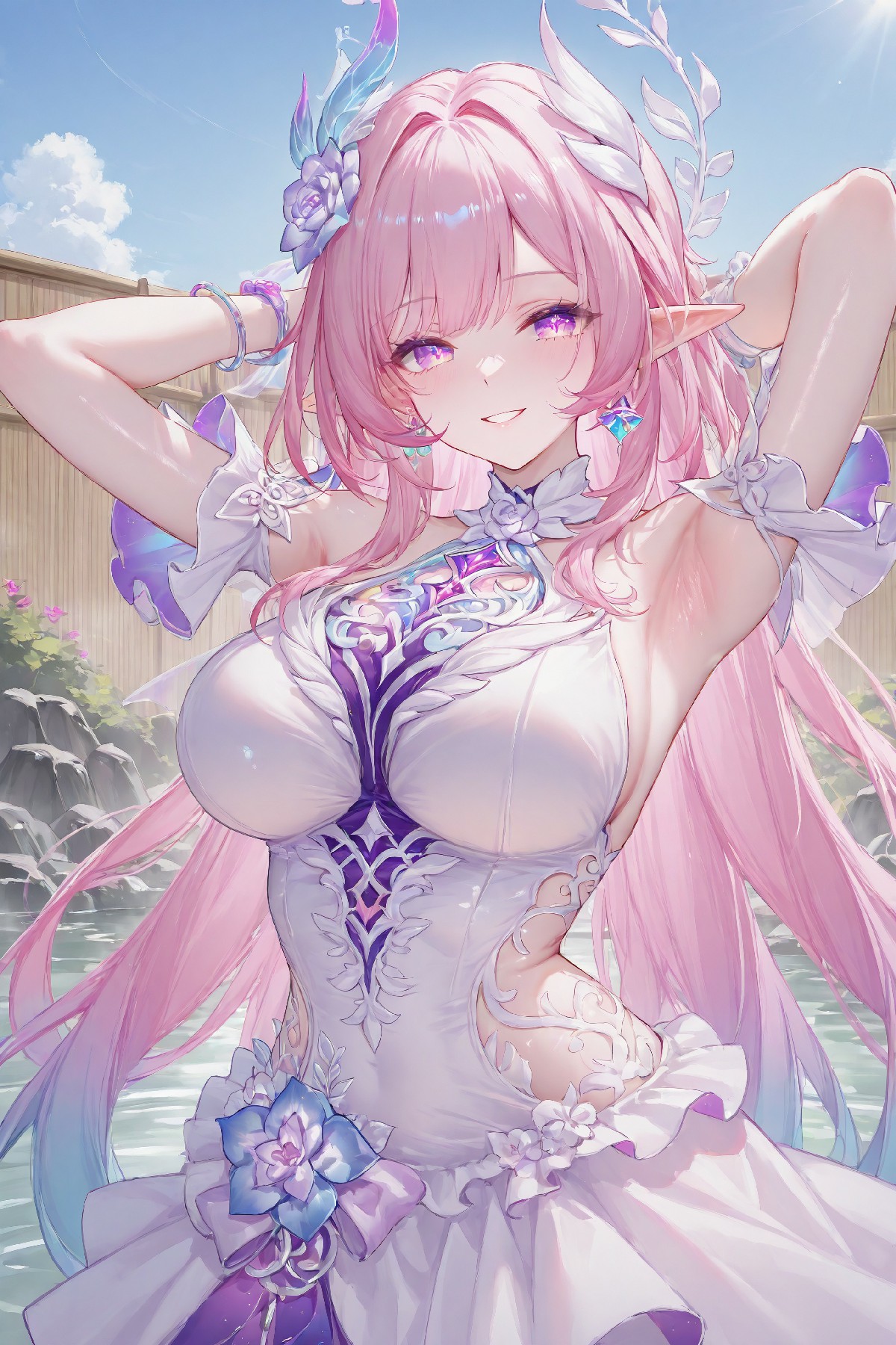 粉发精灵少女的梦幻水边写真