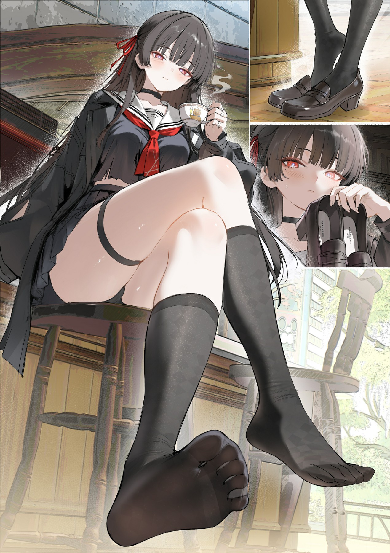 黑丝JK午后咖啡，细节满满的穿搭