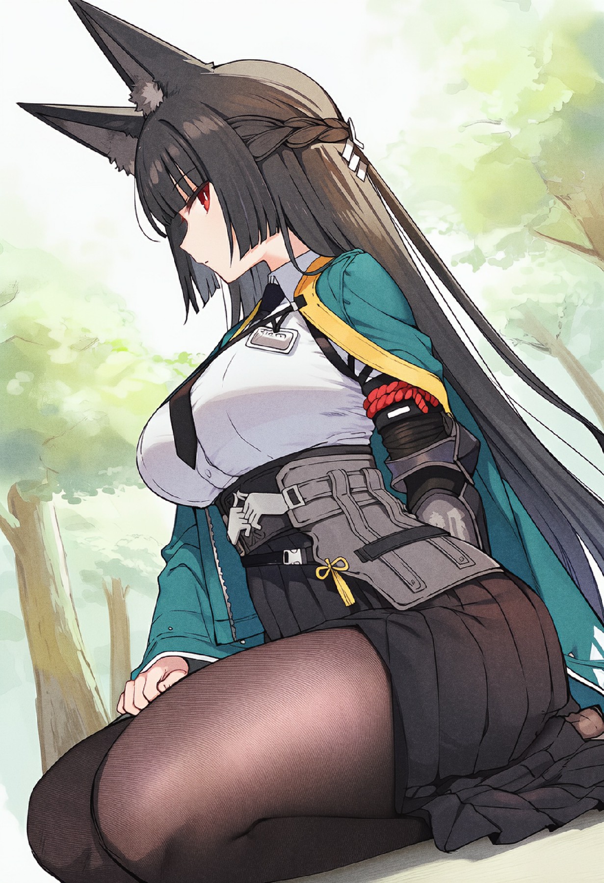 兽耳制服少女,森林中的飒爽英姿