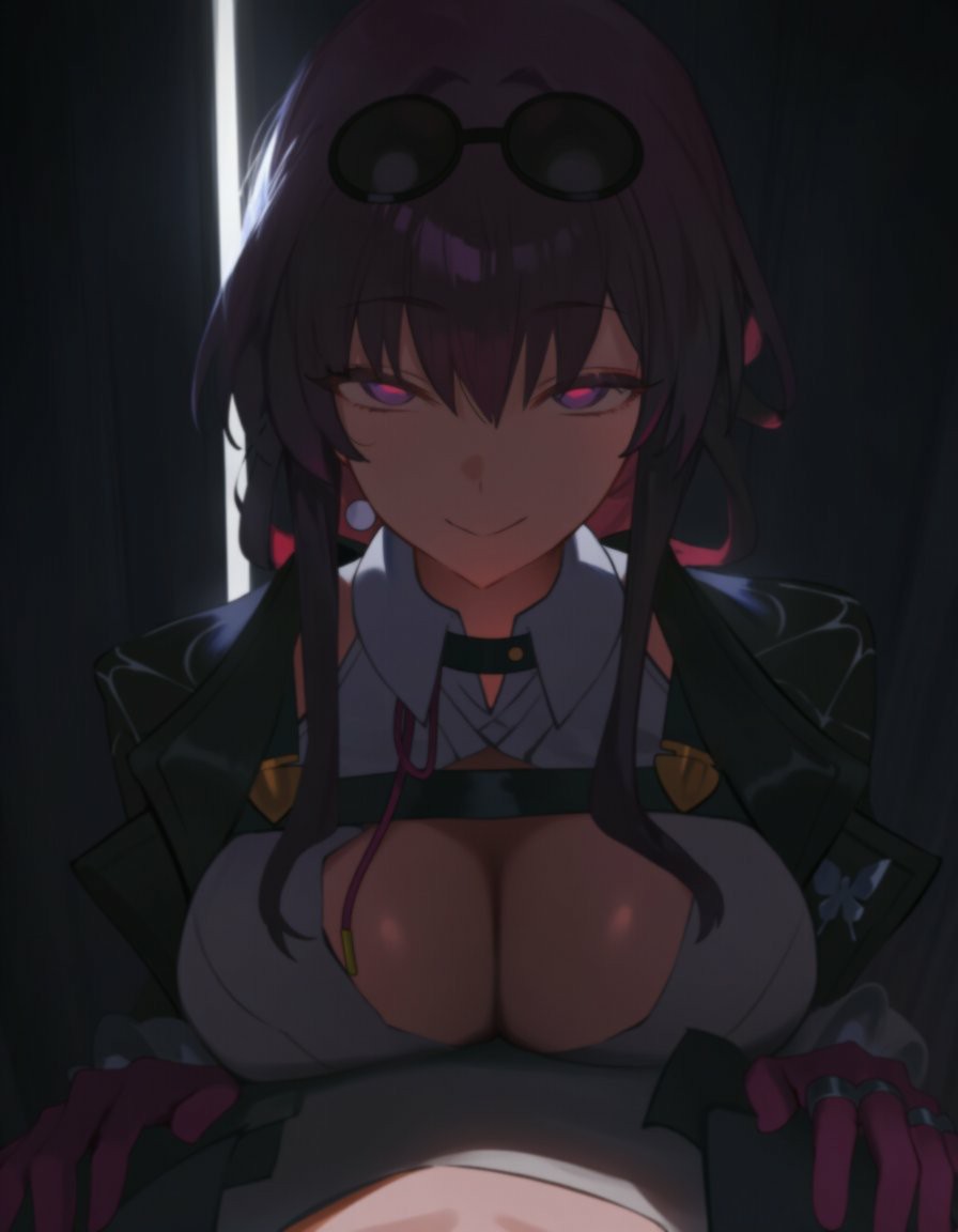 紫发红瞳御姐 暗黑系动漫角色特写