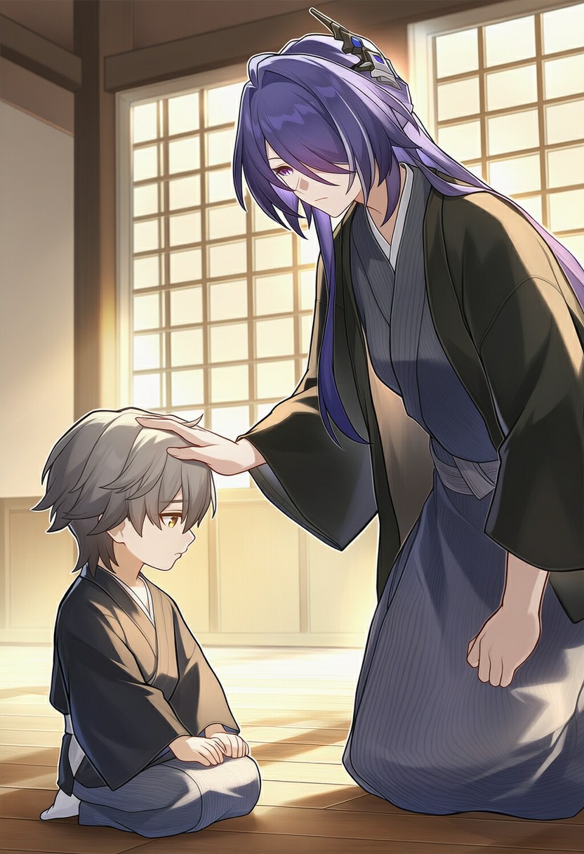 日式和风里的温情:长辈轻抚孩童头