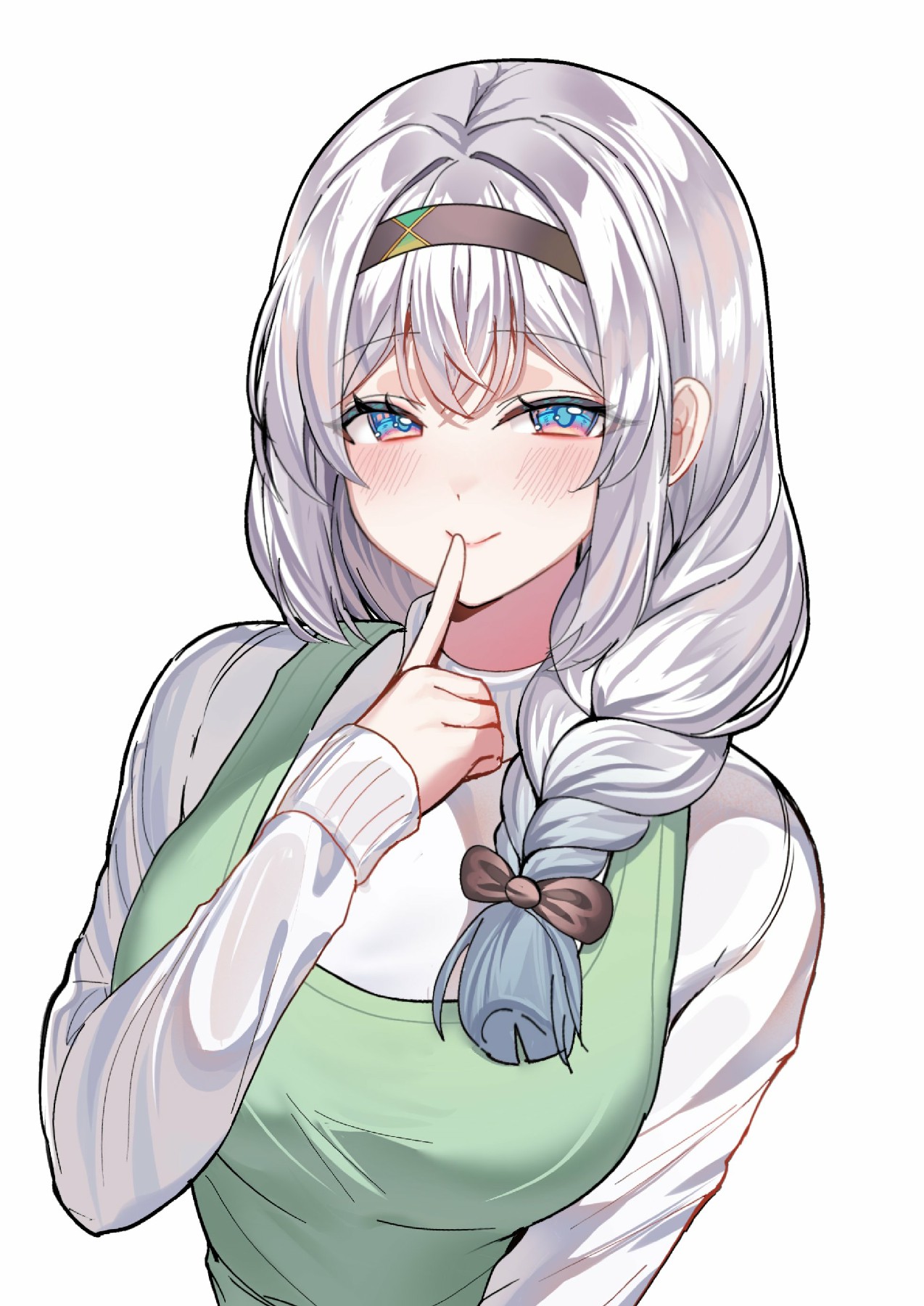 银发辫娘的俏皮禁声手势，甜度超标啦