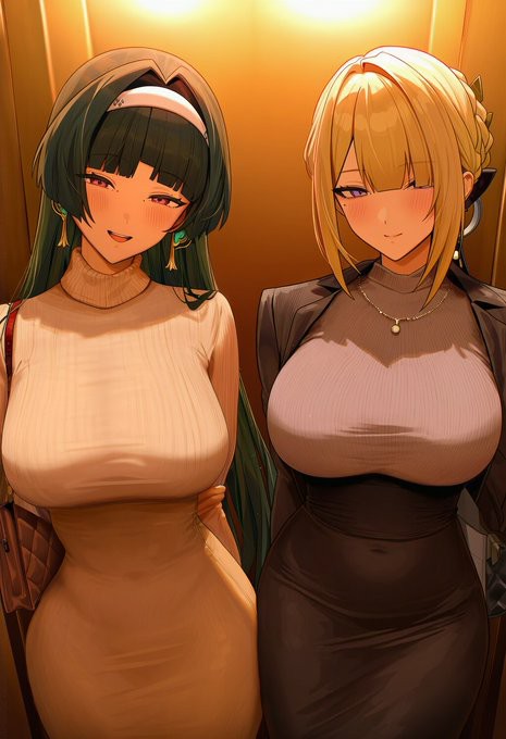 二次元御姐姐妹的紧身裙穿搭太绝了