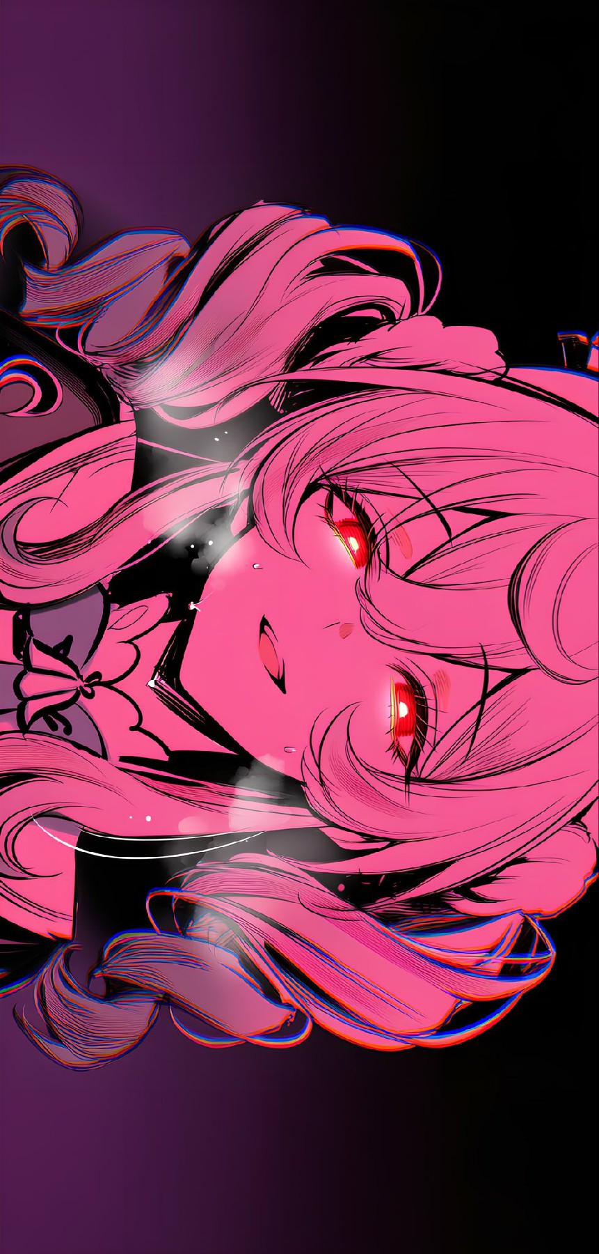 梦幻粉发红眼动漫少女形象