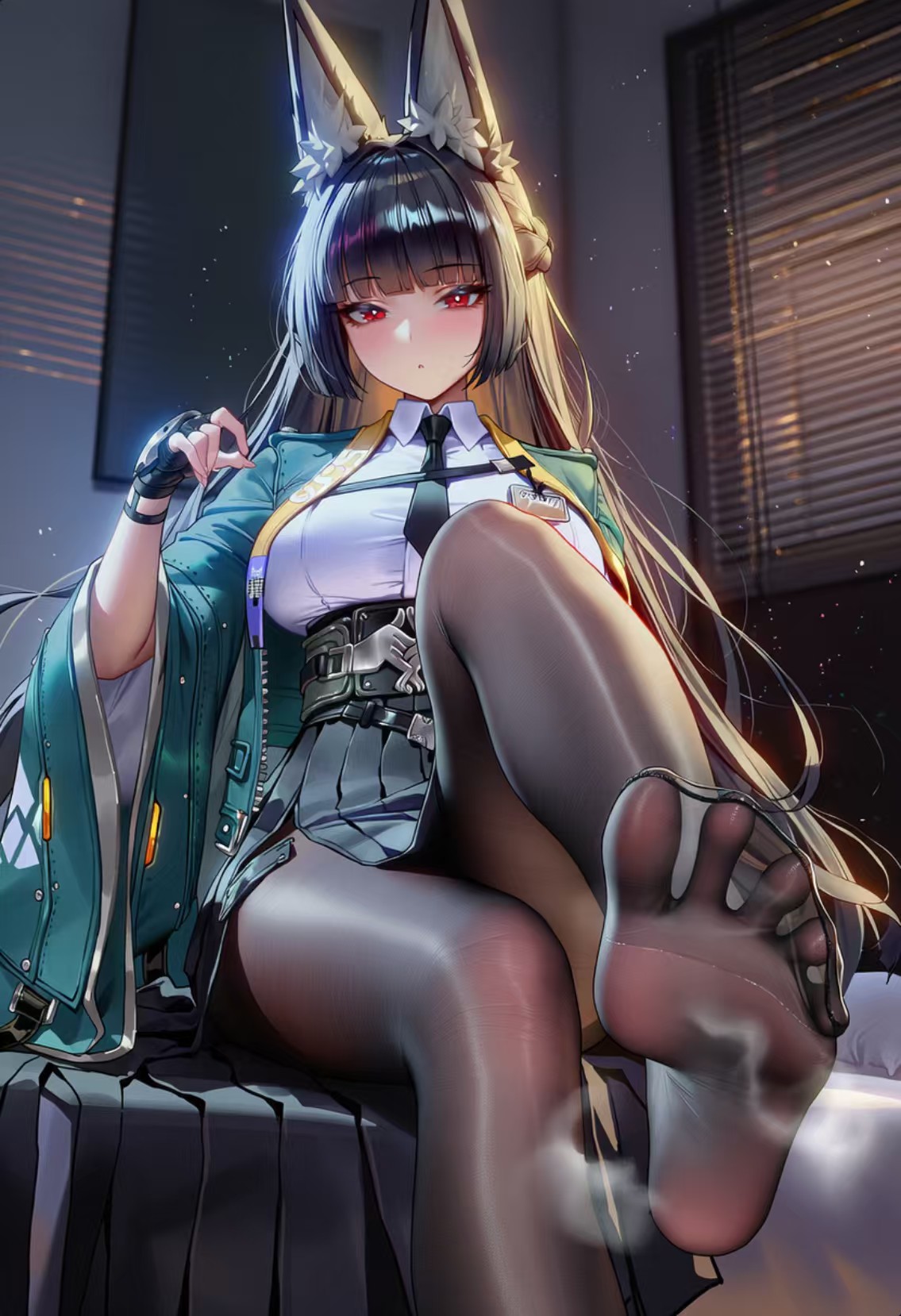 二次元兽耳制服少女黑丝特写超吸睛