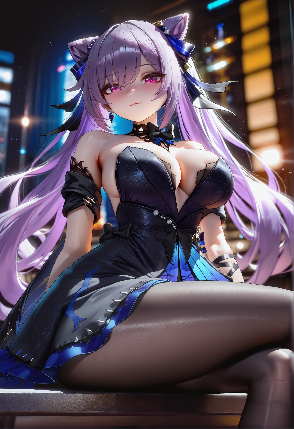 梦幻紫发二次元美少女都市风情