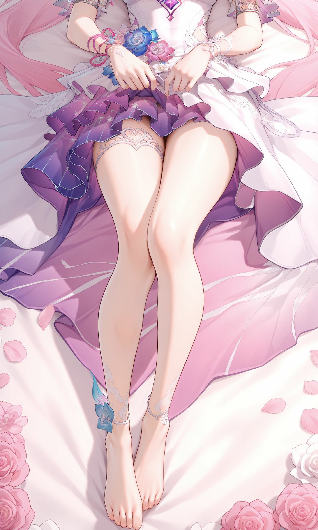 二次元花漾少女的柔美腿部特写