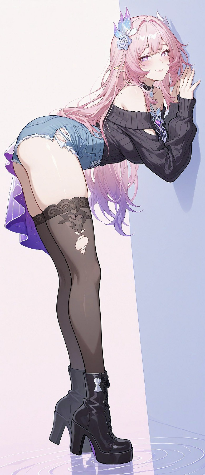 粉发精灵系美少女的甜酷穿搭