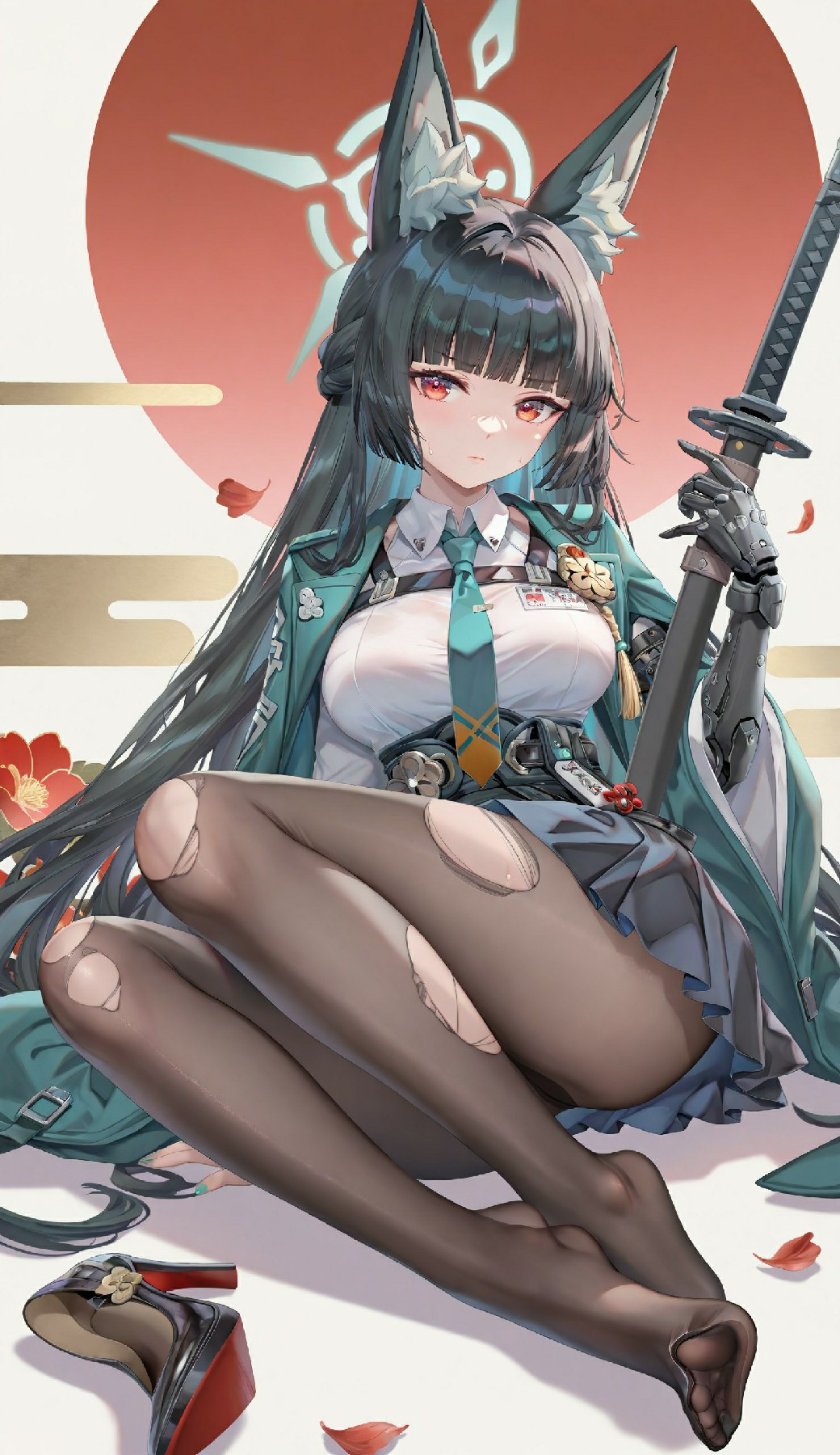 兽耳机械少女持剑破袜二次元造型