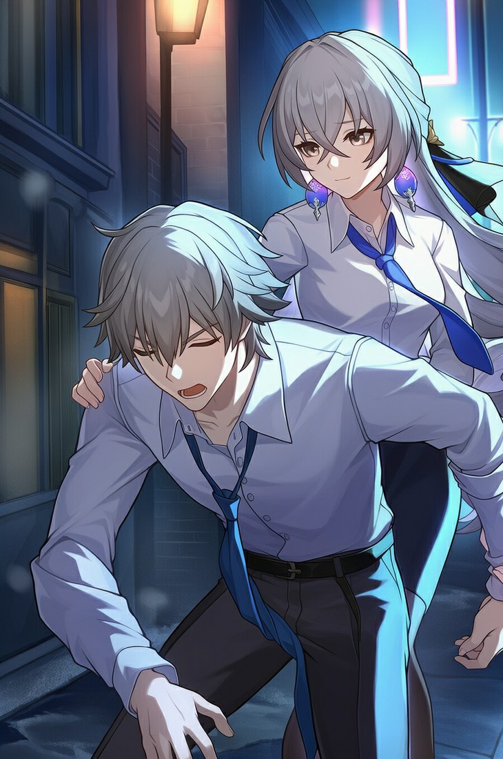 夜晚街头的青春互动瞬间