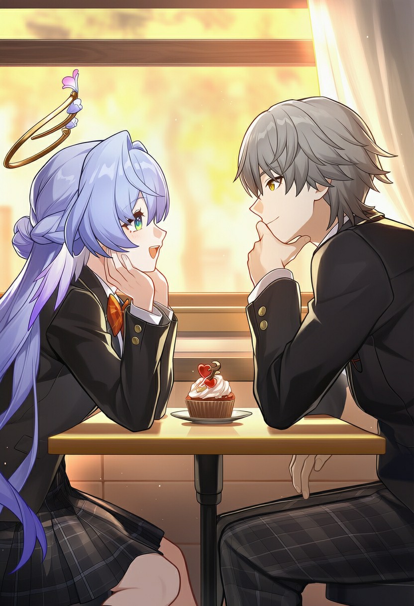 二次元情侣的甜品店甜蜜约会时刻