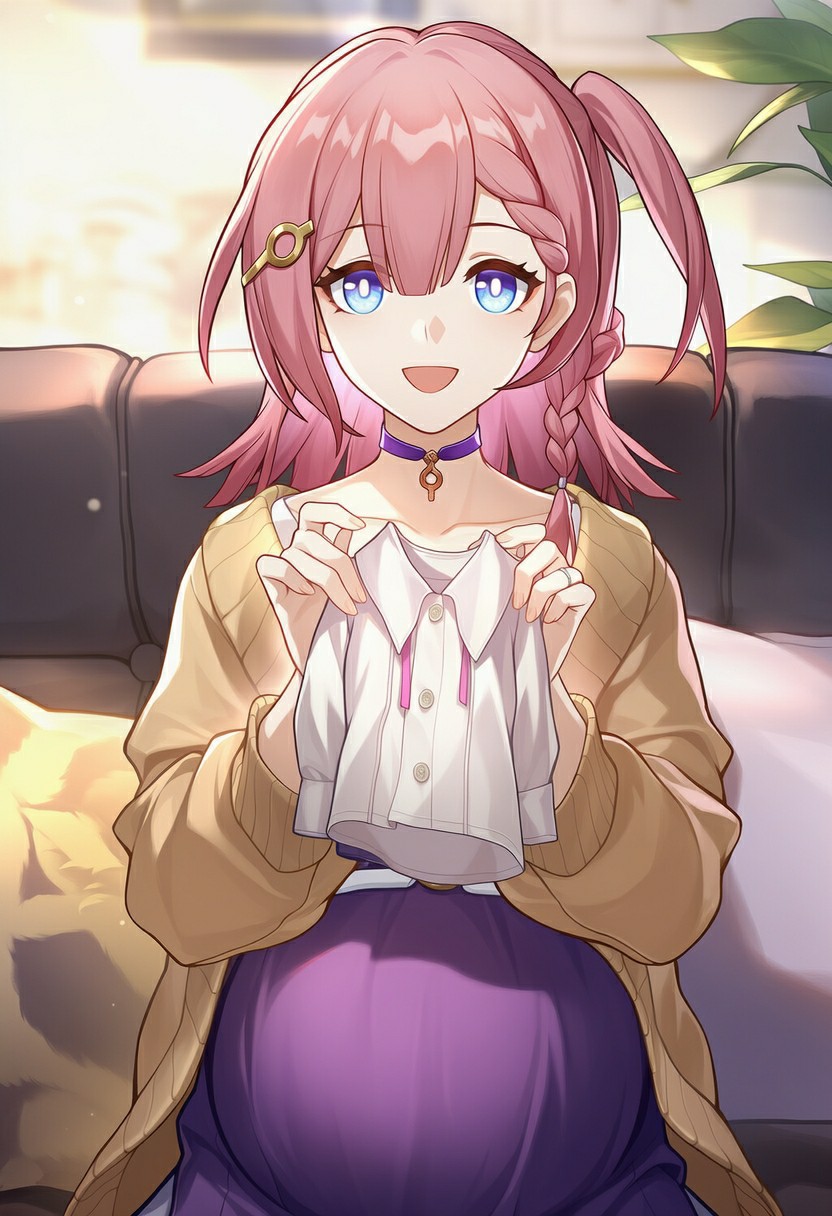 孕期艾丝妲展示宝宝新衣 画面温馨治愈感拉