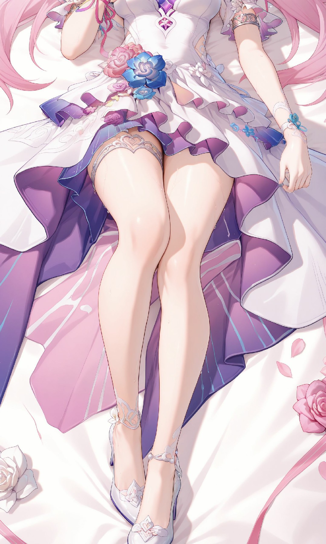 白紫梦幻花饰公主裙美腿暴击