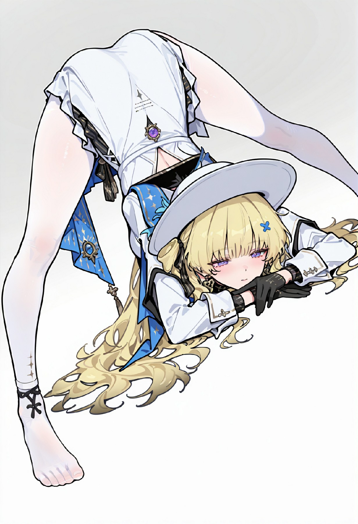 奇幻风格少女的独特趴姿插画