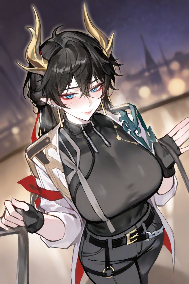 暗夜金角少女，时尚穿搭尽显飒气