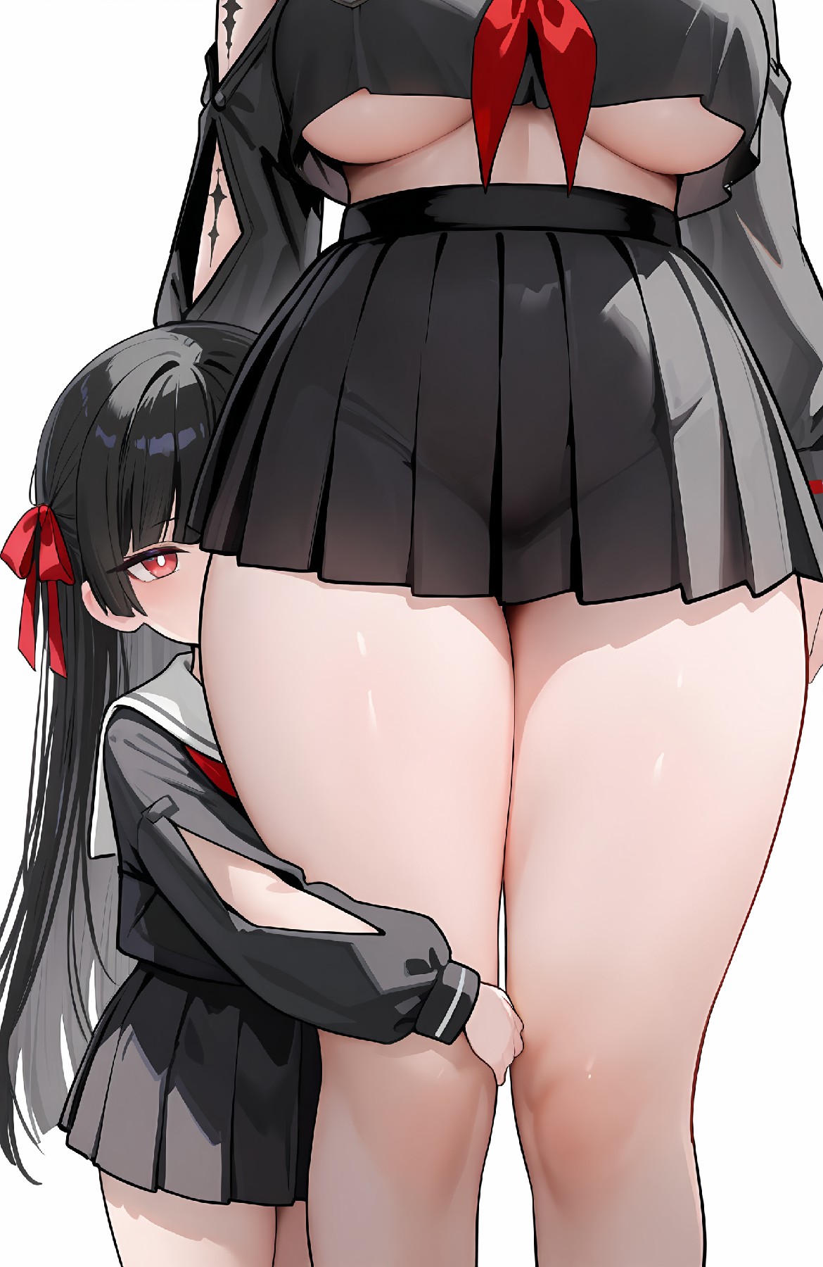 双水手服少女互动 软萌与御姐的反差感