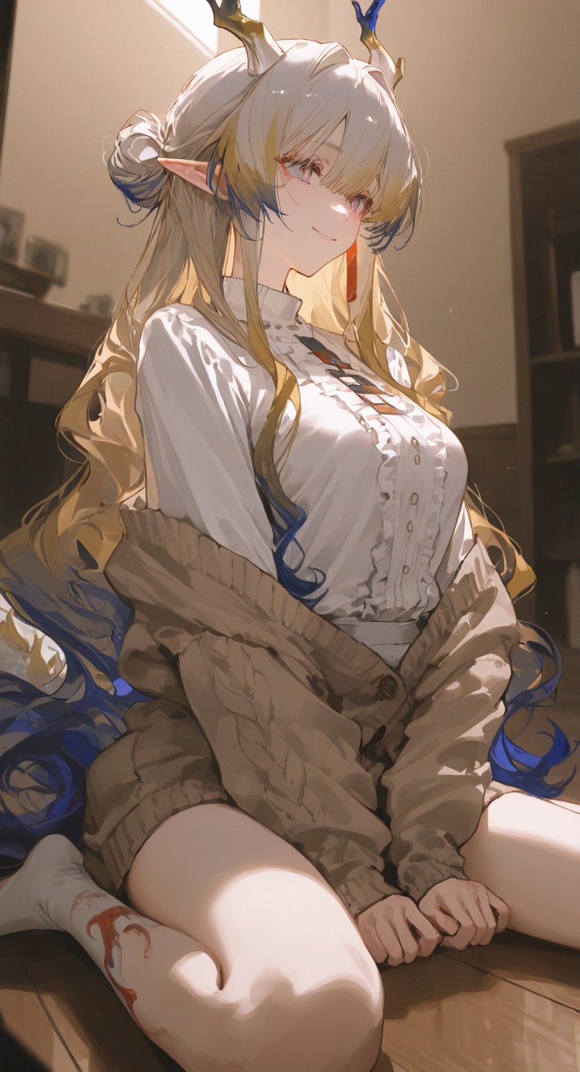 蓝金渐变发精灵少女的温柔日常