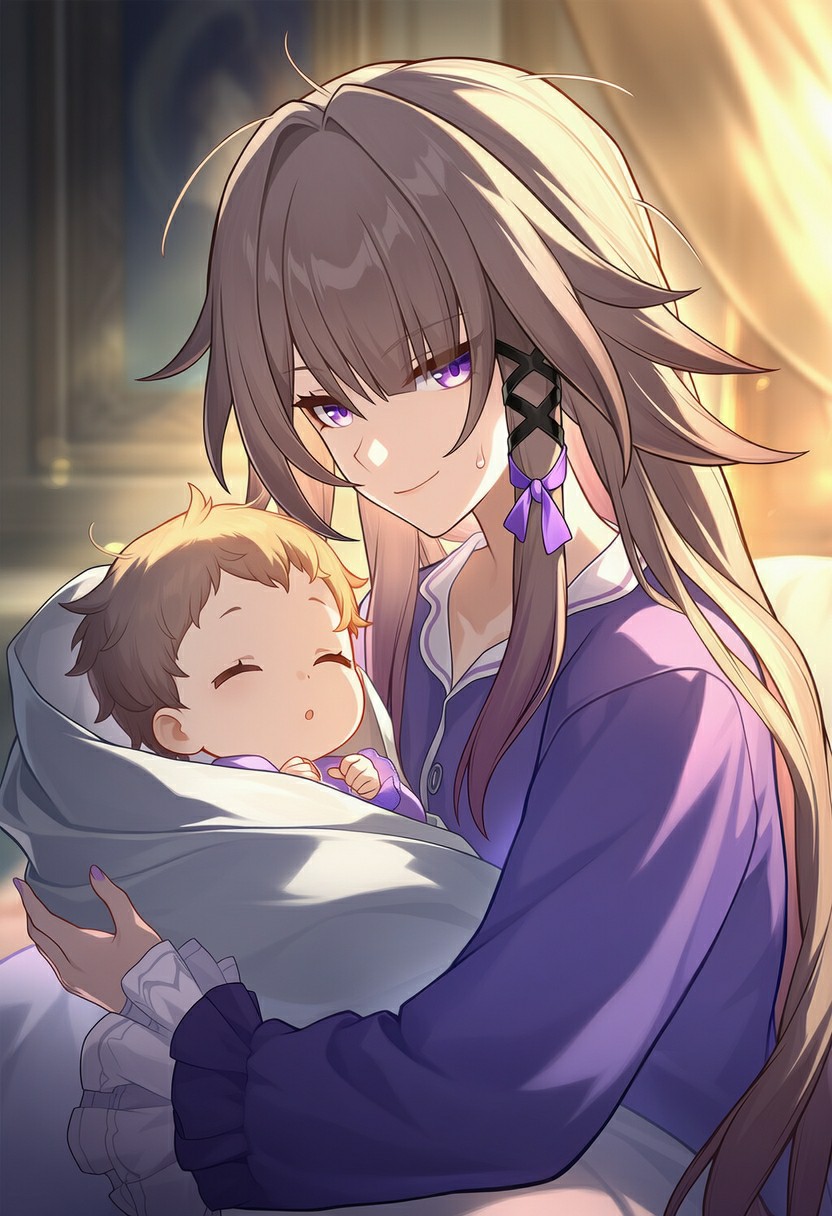 动漫温馨时刻：姐姐怀抱萌娃的治愈瞬间