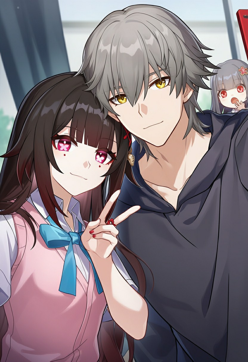 超甜动漫情侣自拍，颜值好绝