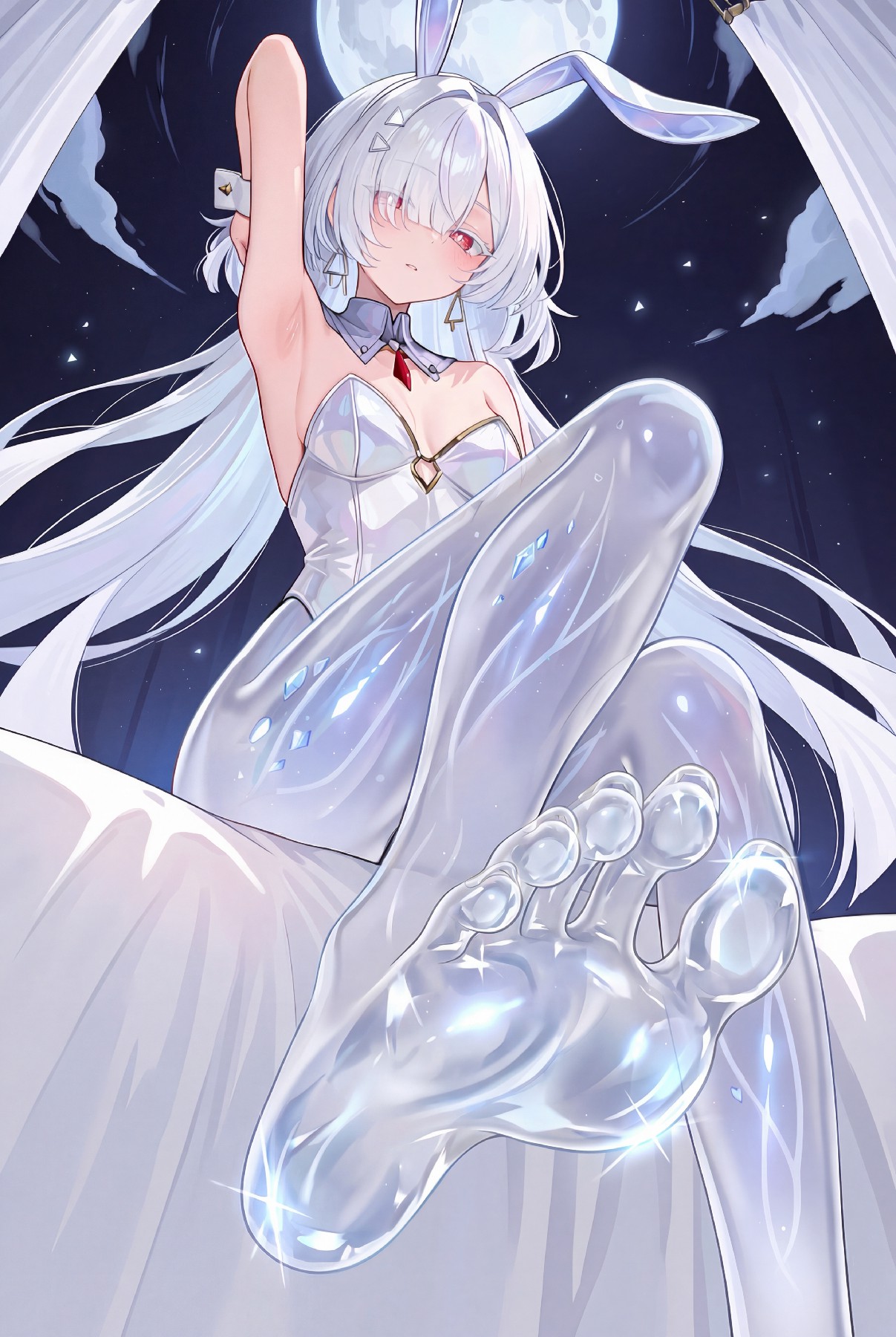 月光下的透明兔耳少女 梦幻感拉满