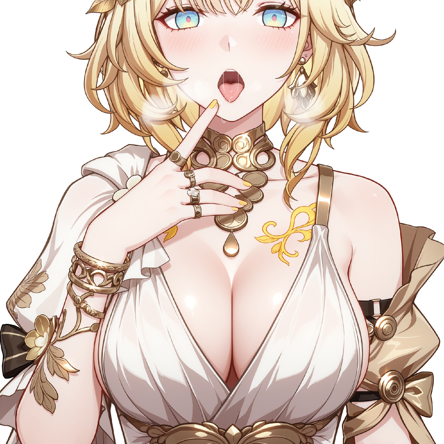 金发二次元女神，华丽服饰与装饰超吸睛