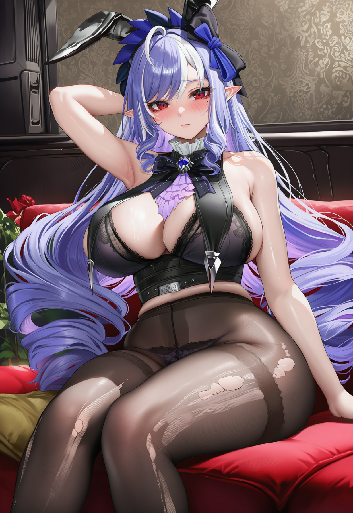 紫发兔耳精灵御姐 慵懒姿态尽显魅惑氛围