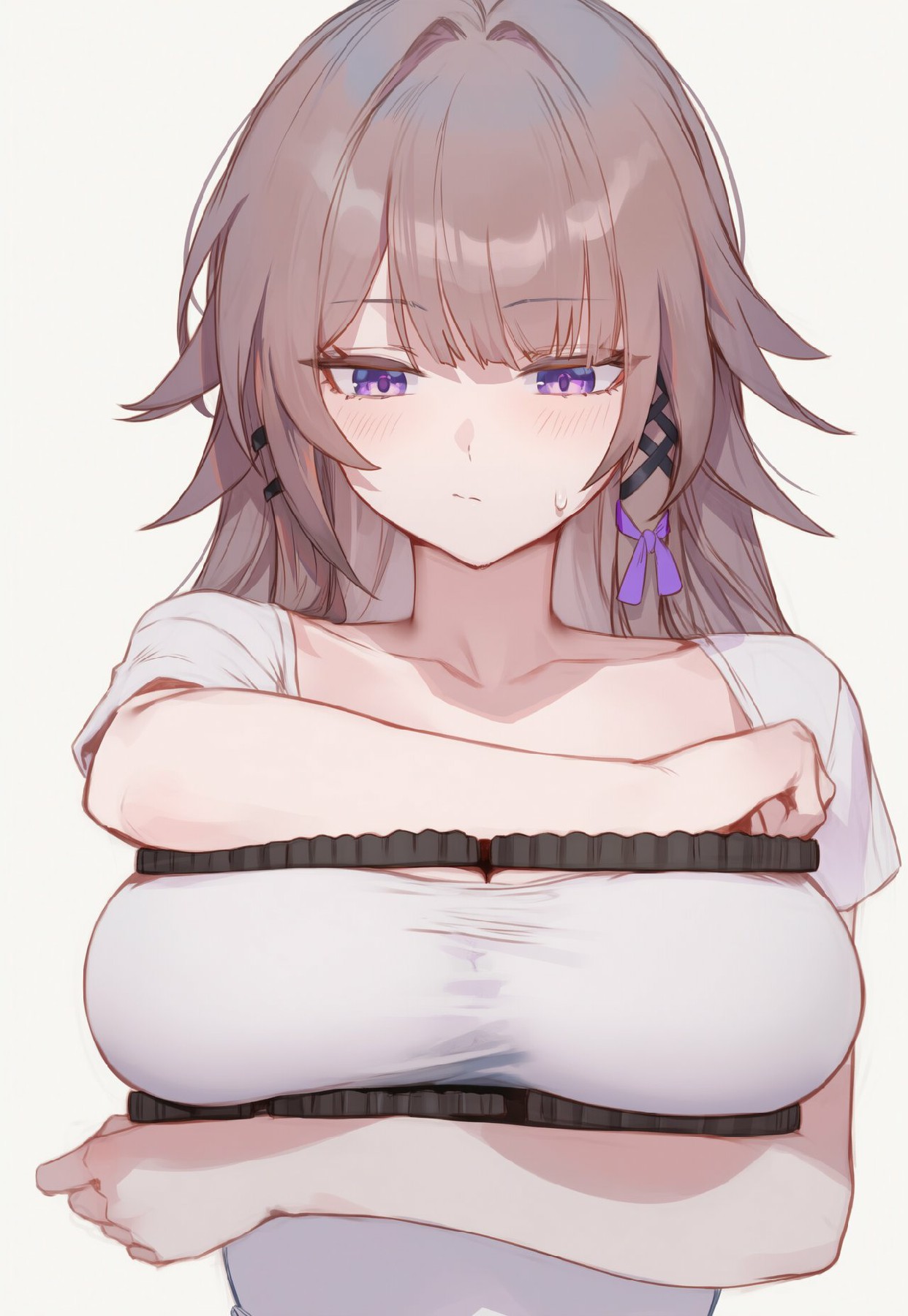 紫发紫瞳少女与束缚带的小尴尬