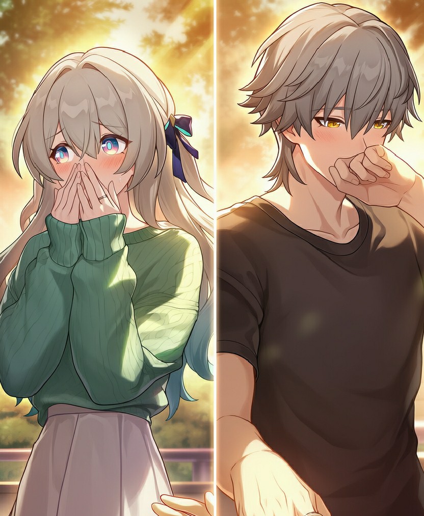 暖光下的羞涩情侣，甜度超标心动感