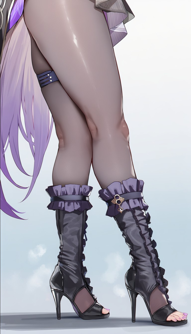 动漫美腿搭配丝滑高跟靴超吸睛