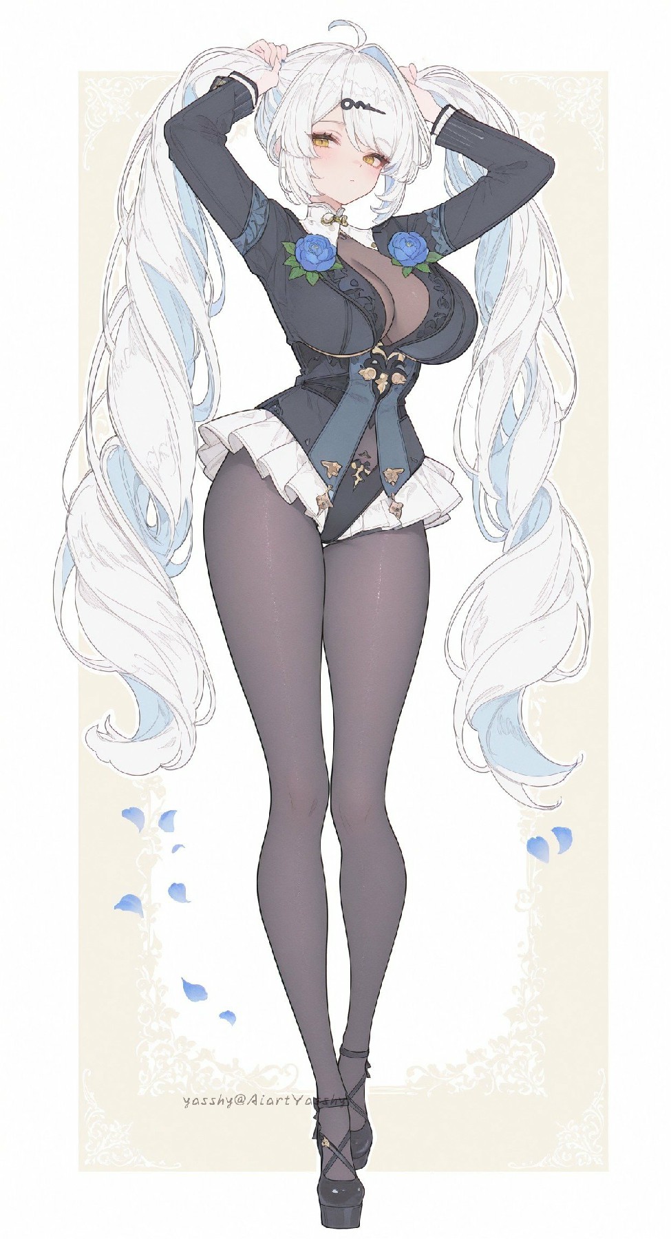 银发双马尾少女 华丽洛丽塔穿搭