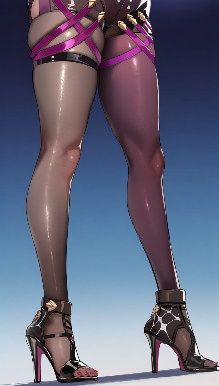 二次元时尚穿搭|光泽丝袜高跟超吸睛