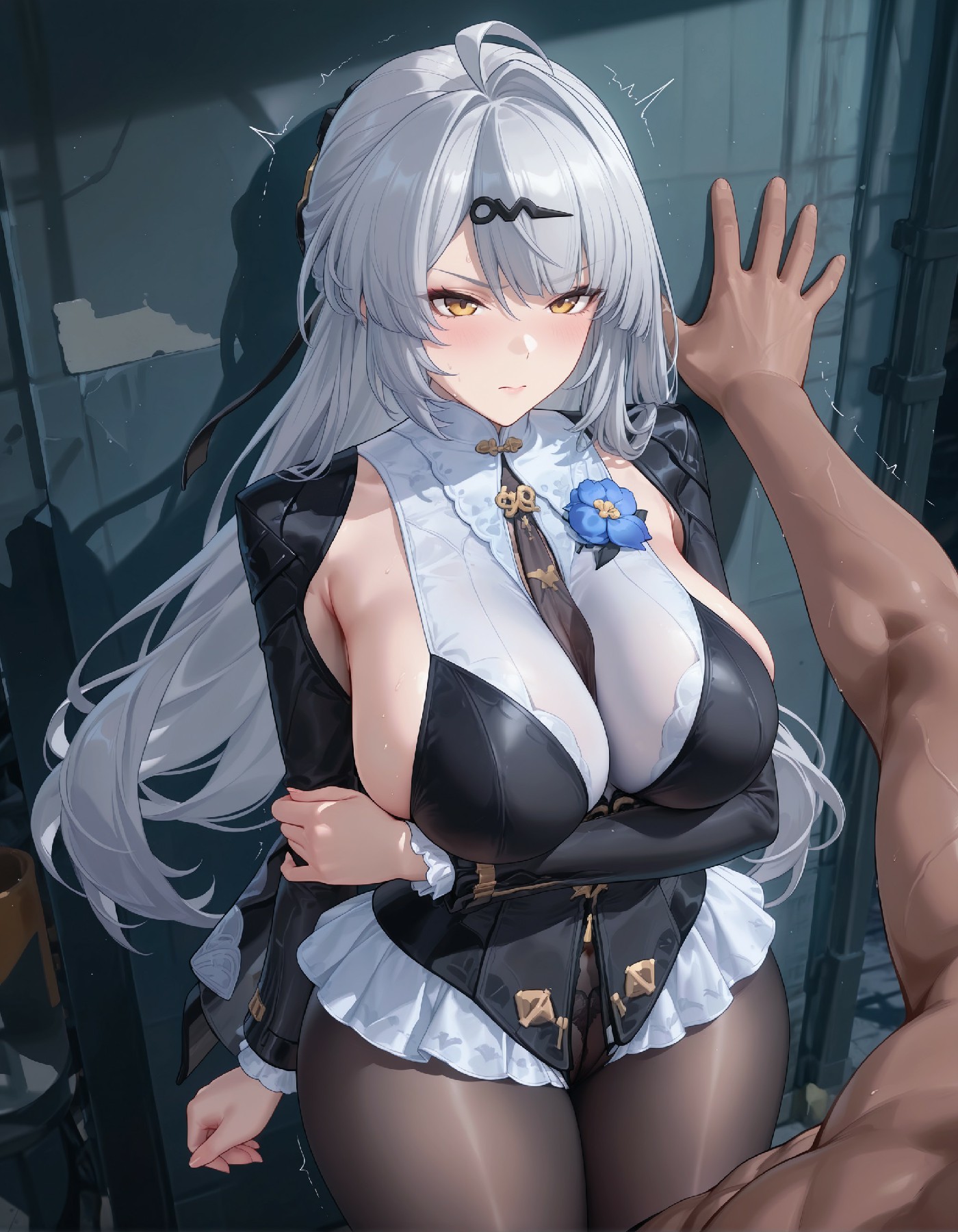 银发御姐的禁欲风性感监狱风造型