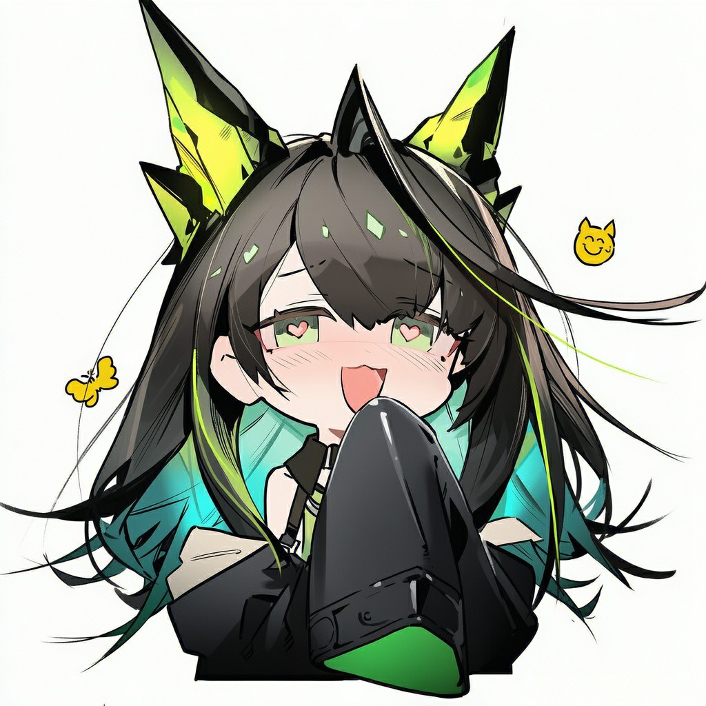 墨绿渐变发Q版尖耳小娘，爱心眼软萌值拉满