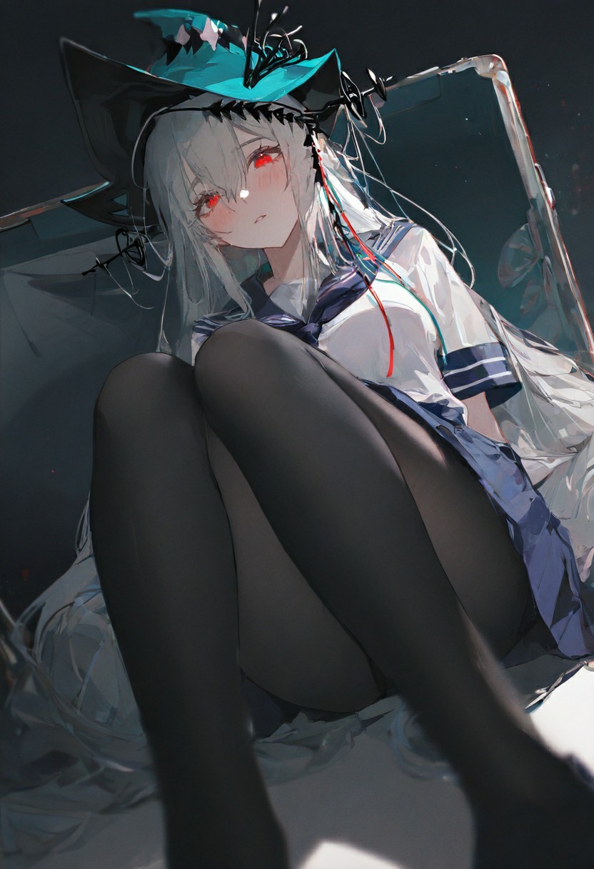 暗黑系水手服少女，红瞳黑丝超吸睛