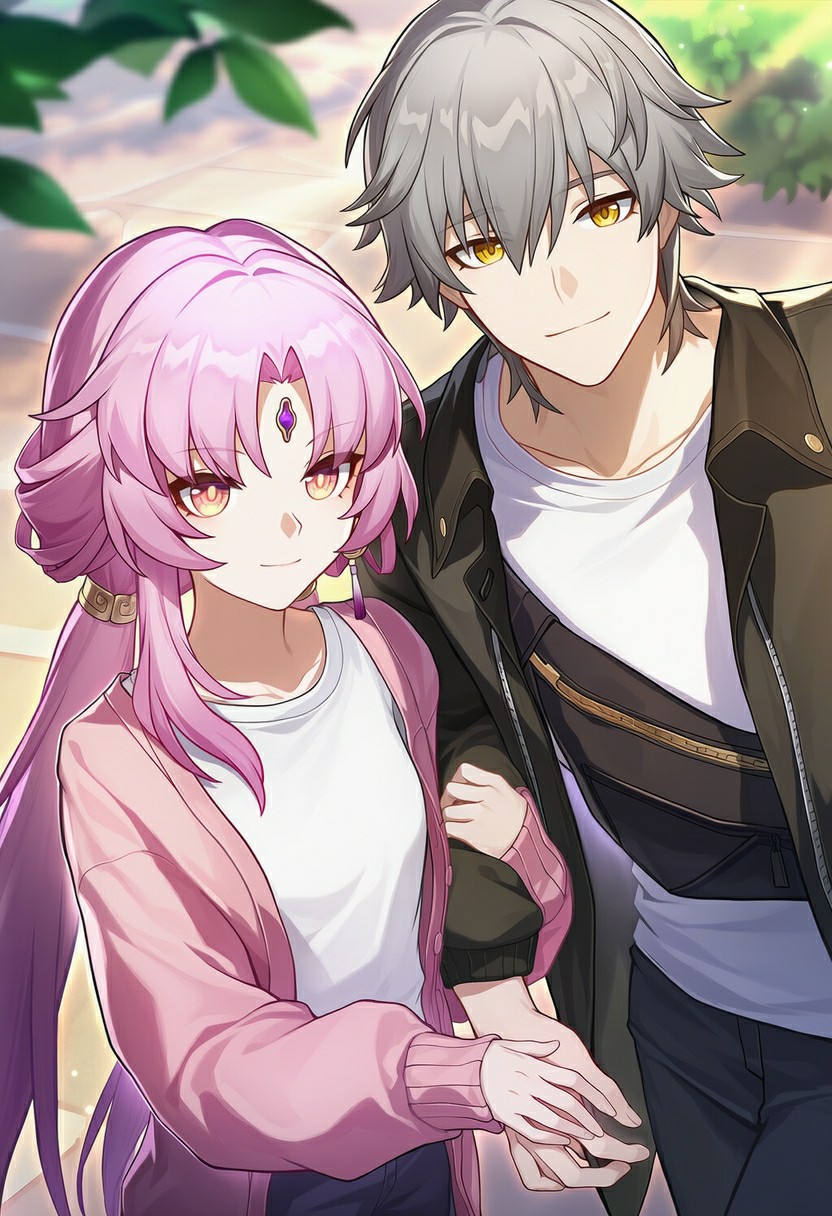 粉发少女与银发少年的甜蜜日常