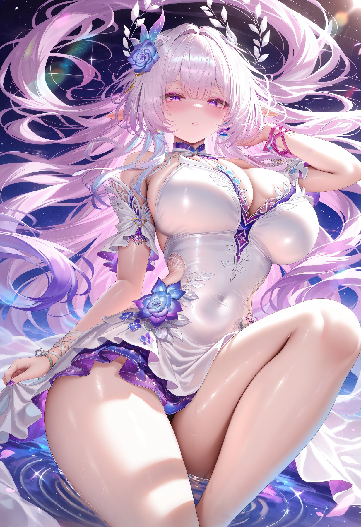 梦幻紫发精灵少女的华丽性感形象