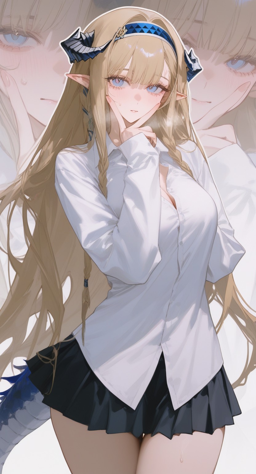 金发精灵龙娘JK风穿搭超绝