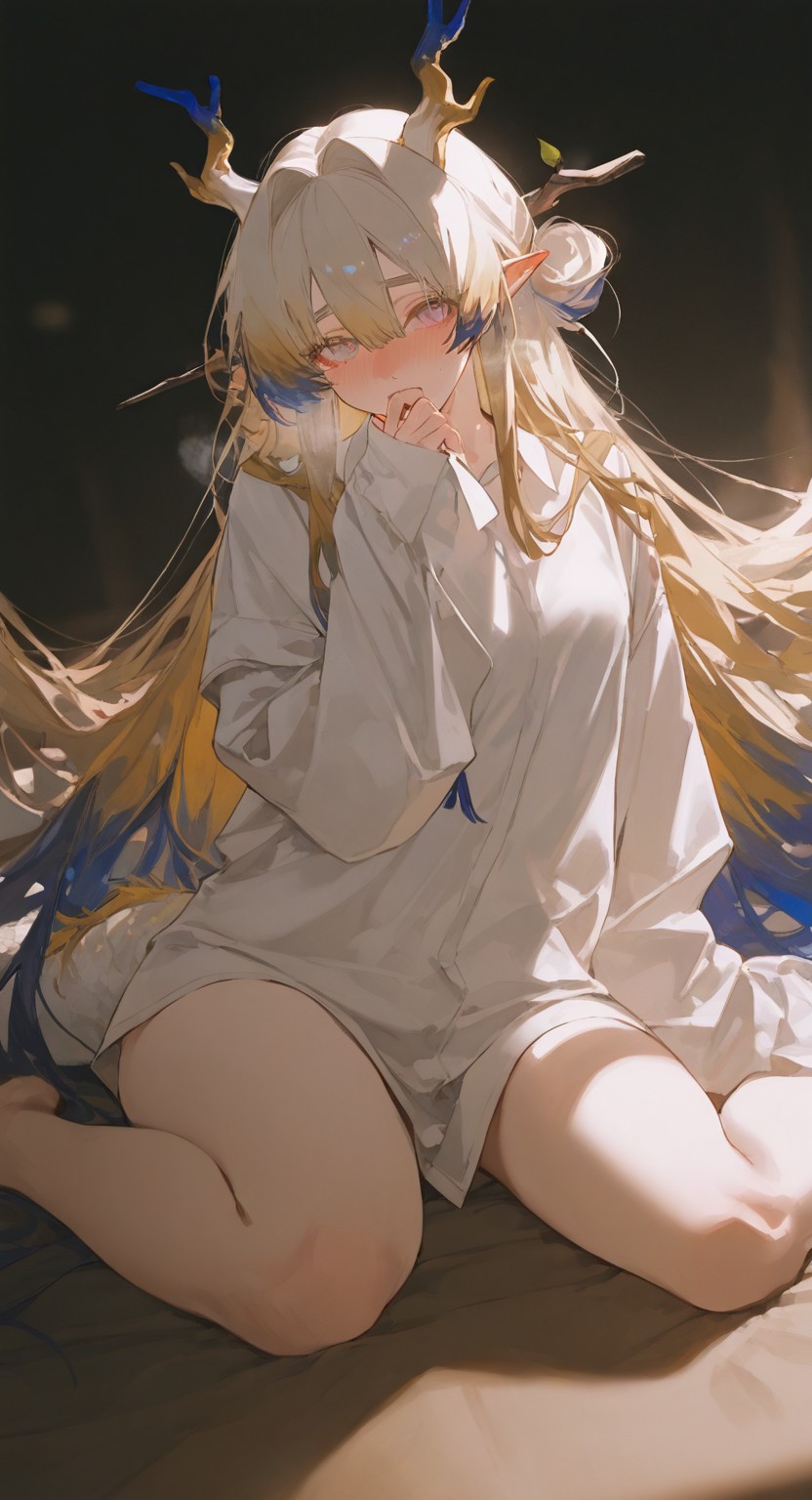 鹿角少女的慵懒白衬衫，梦幻氛围感拉满