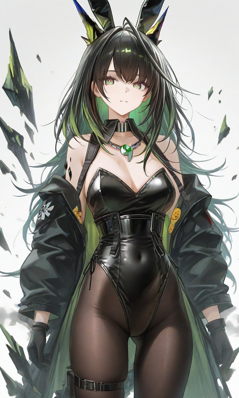 暗黑绿发兔耳娘 酷飒紧身造型