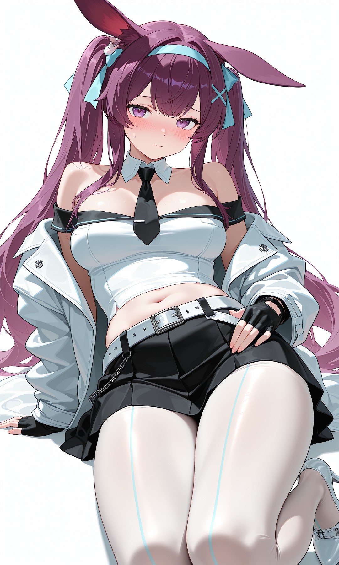 酷炫紫发兔耳少女的时尚魅力