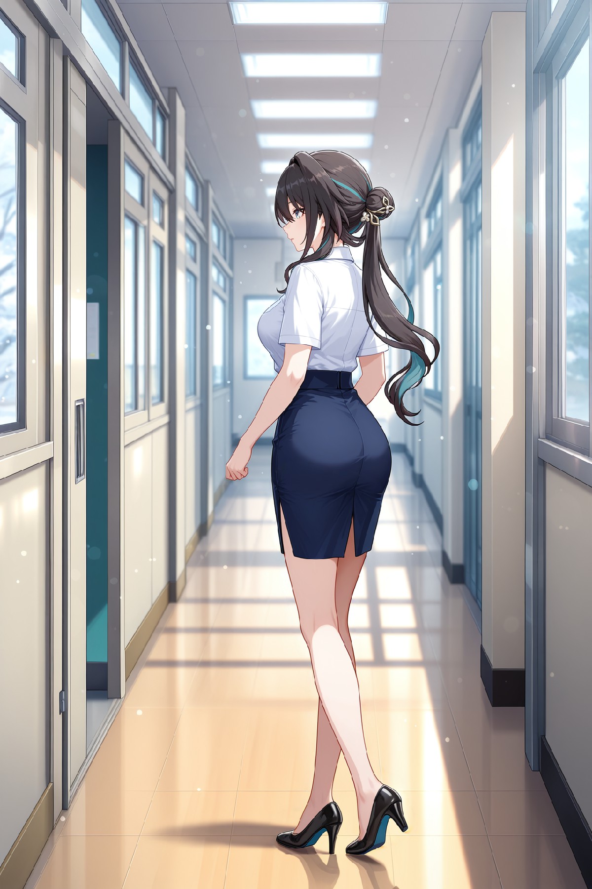 动漫职场丽人走廊光影氛围感穿搭