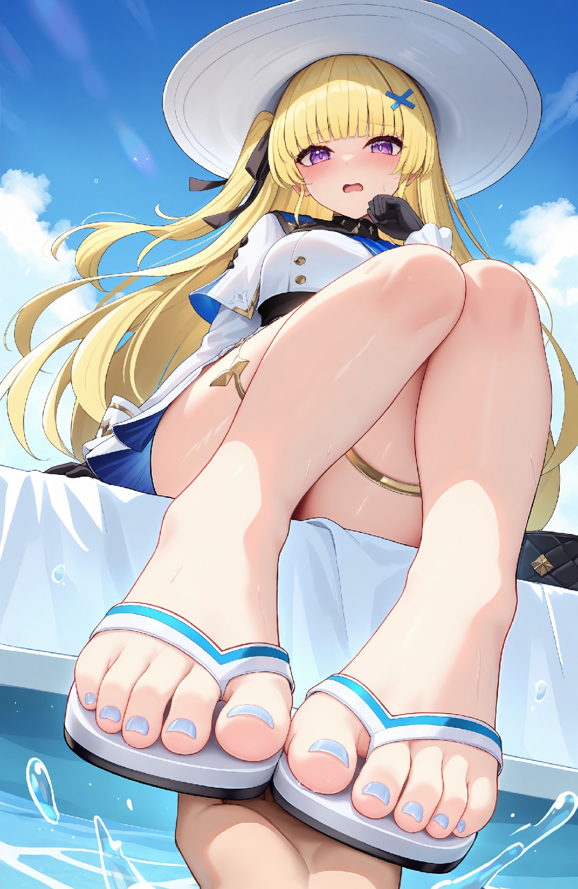 夏日泳池美足少女｜元气穿搭超吸睛