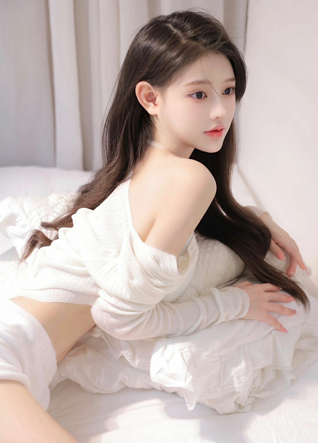 纯欲风白色系慵懒氛围感写真