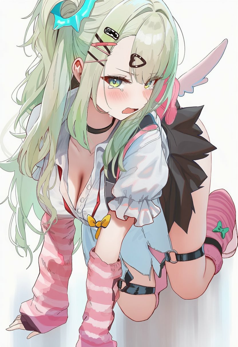 薄荷绿双马尾美少女甜酷穿搭