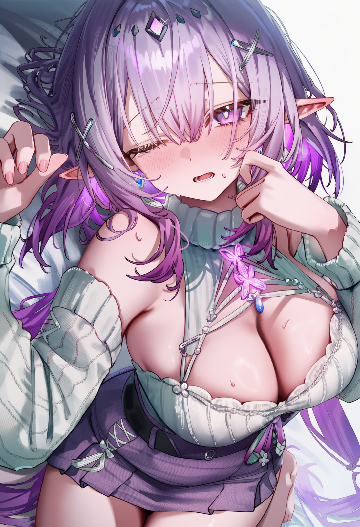 紫发精灵耳少女的心动甜美瞬间