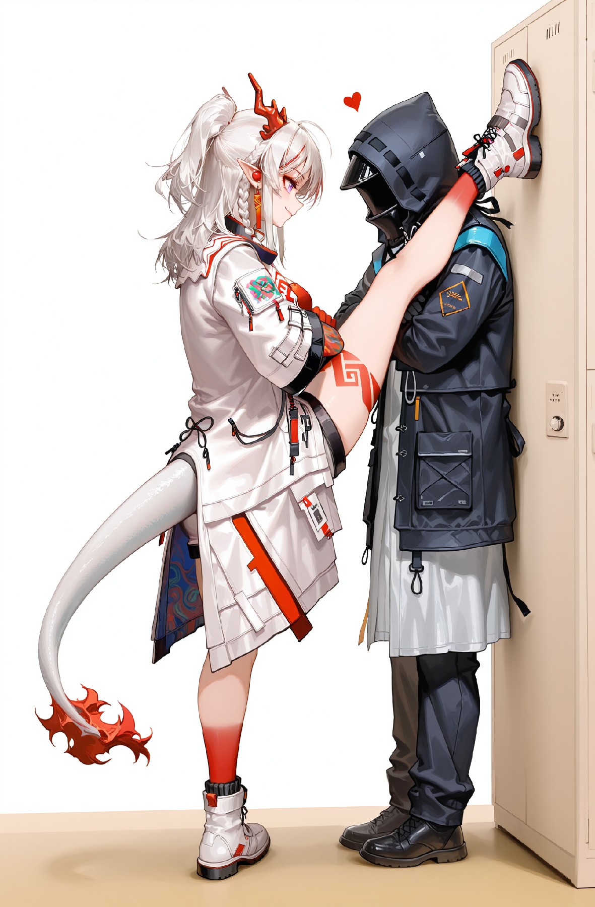 龙角少女与神秘人 locker前的甜蜜互