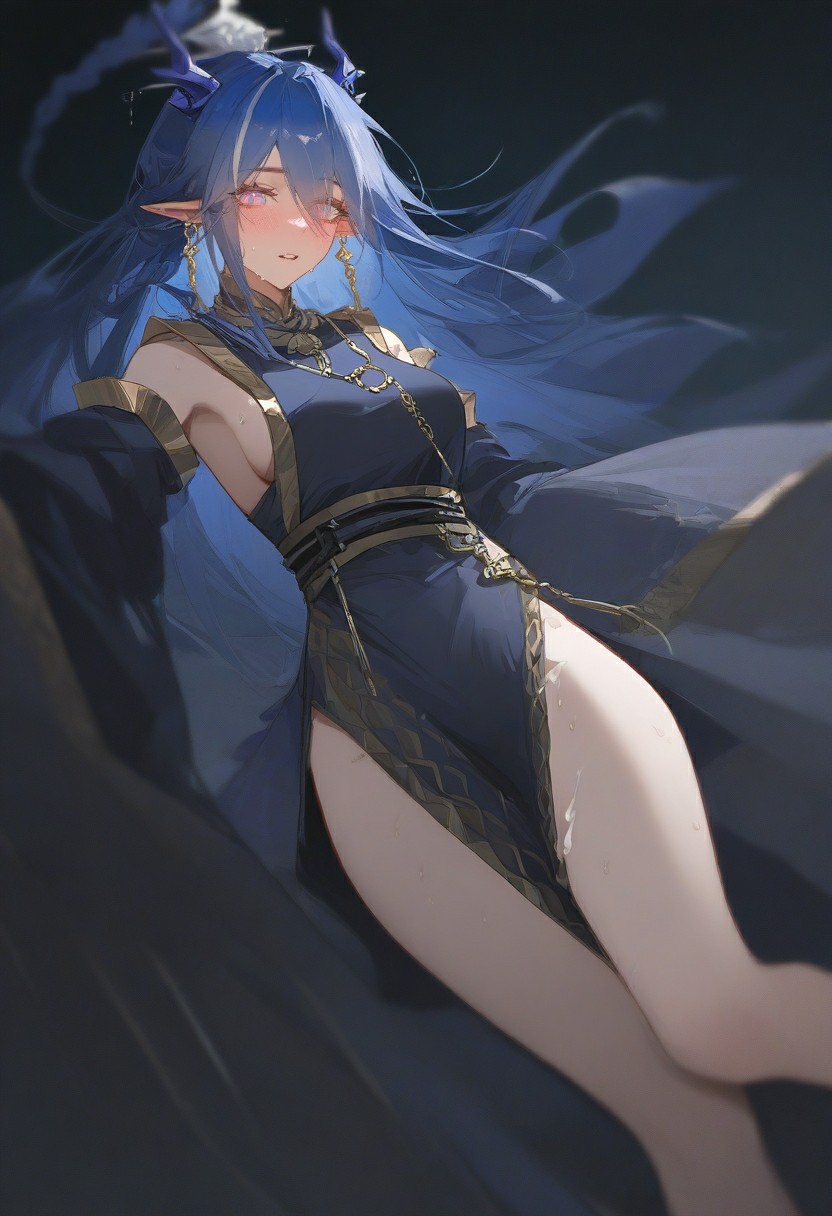 蓝发精灵御姐｜暗黑国风造型超绝