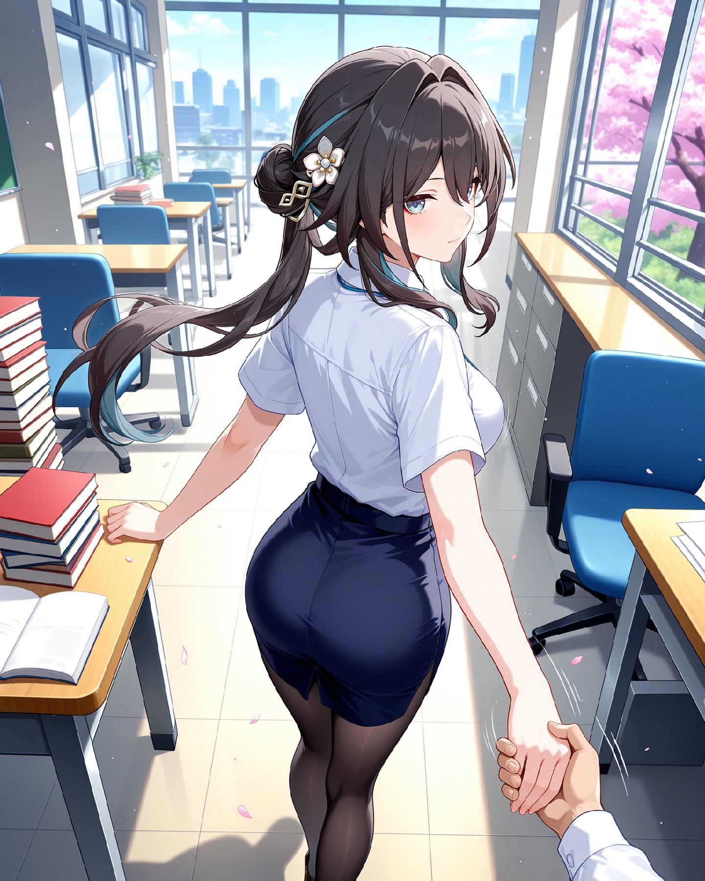 樱花教室的心动邂逅，学姐牵手太戳了