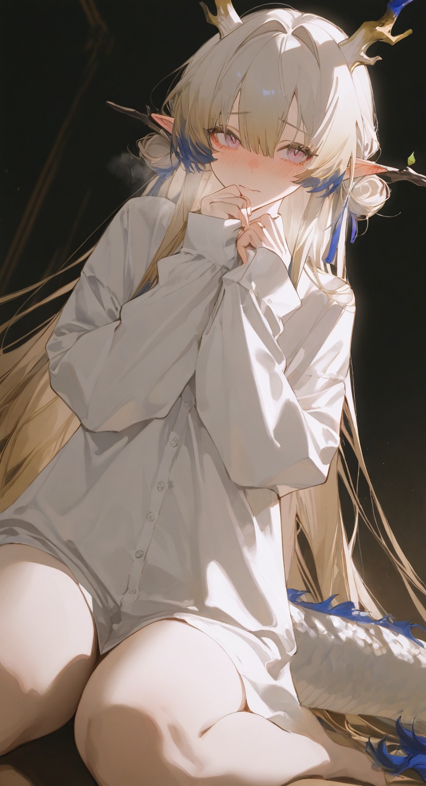 龙角精灵少女的温柔白衬衫氛围感